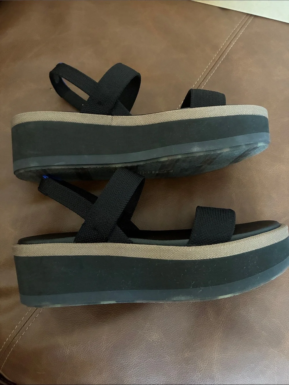 Rothy's The Lightweight Wedge Sandals black size 7.5  NEW in box